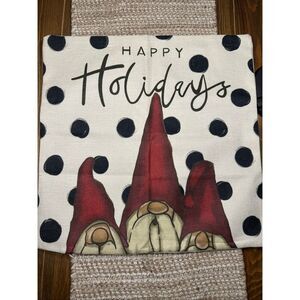 Gnome Christmas throw pillow case cover 17 x 17 New